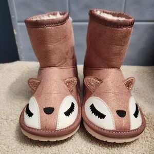 The Children's Place Pink Fox Suede Boots Faux Fur Size 8
